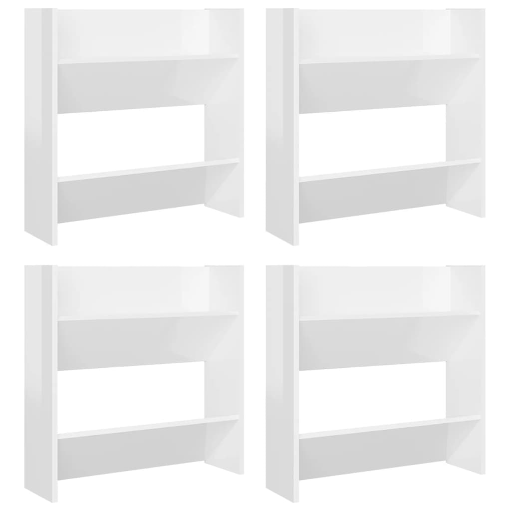 Wall Shoe Cabinets 4 Pcs 60X18X Engineered Wood High Gloss White