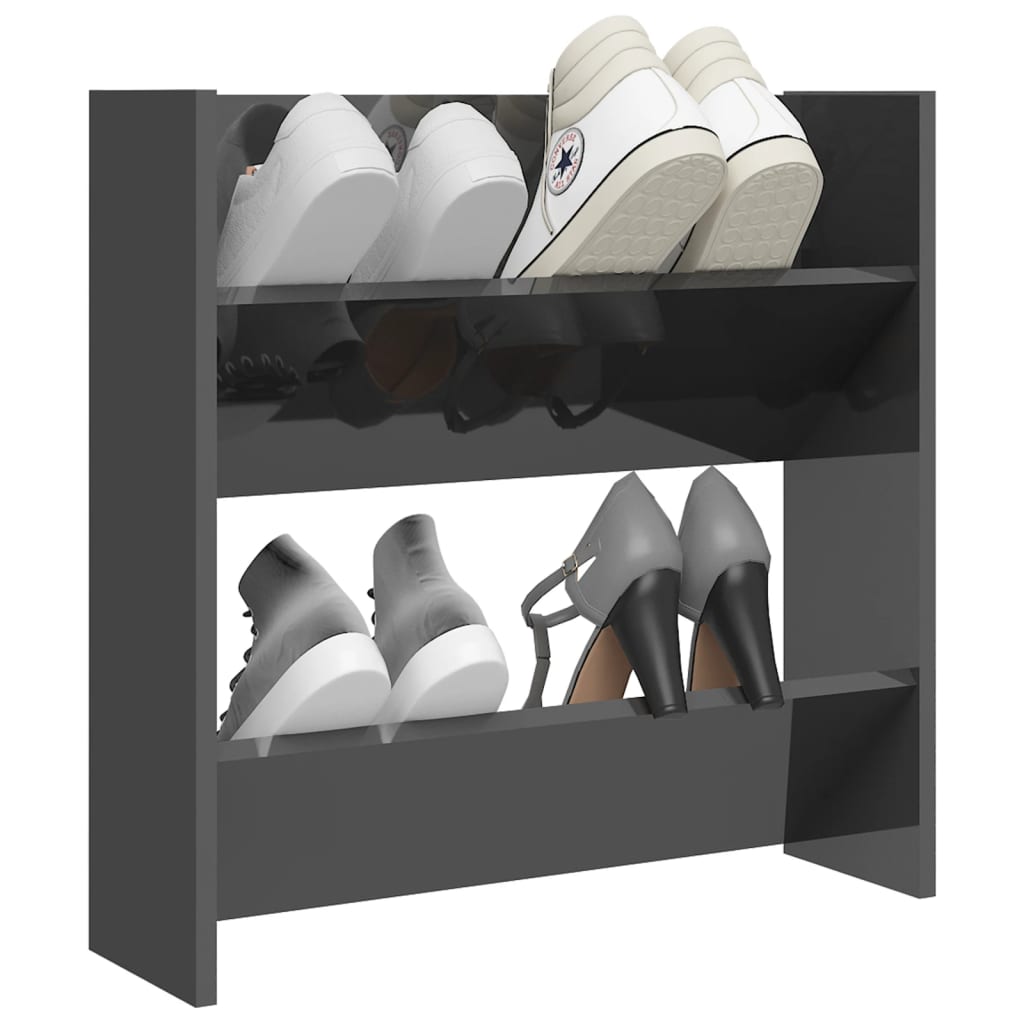 Wall Shoe Cabinet 60X18X Engineered Wood High Gloss Grey