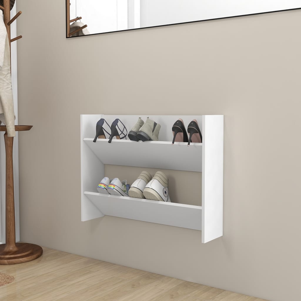 Wall Shoe Cabinets 2 Pcs 60X18X Engineered Wood White