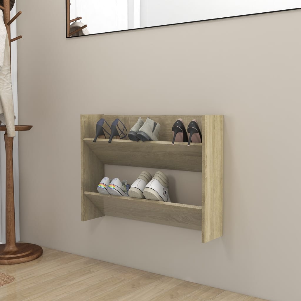Wall Shoe Cabinet 60X18X Engineered Wood Sonoma Oak