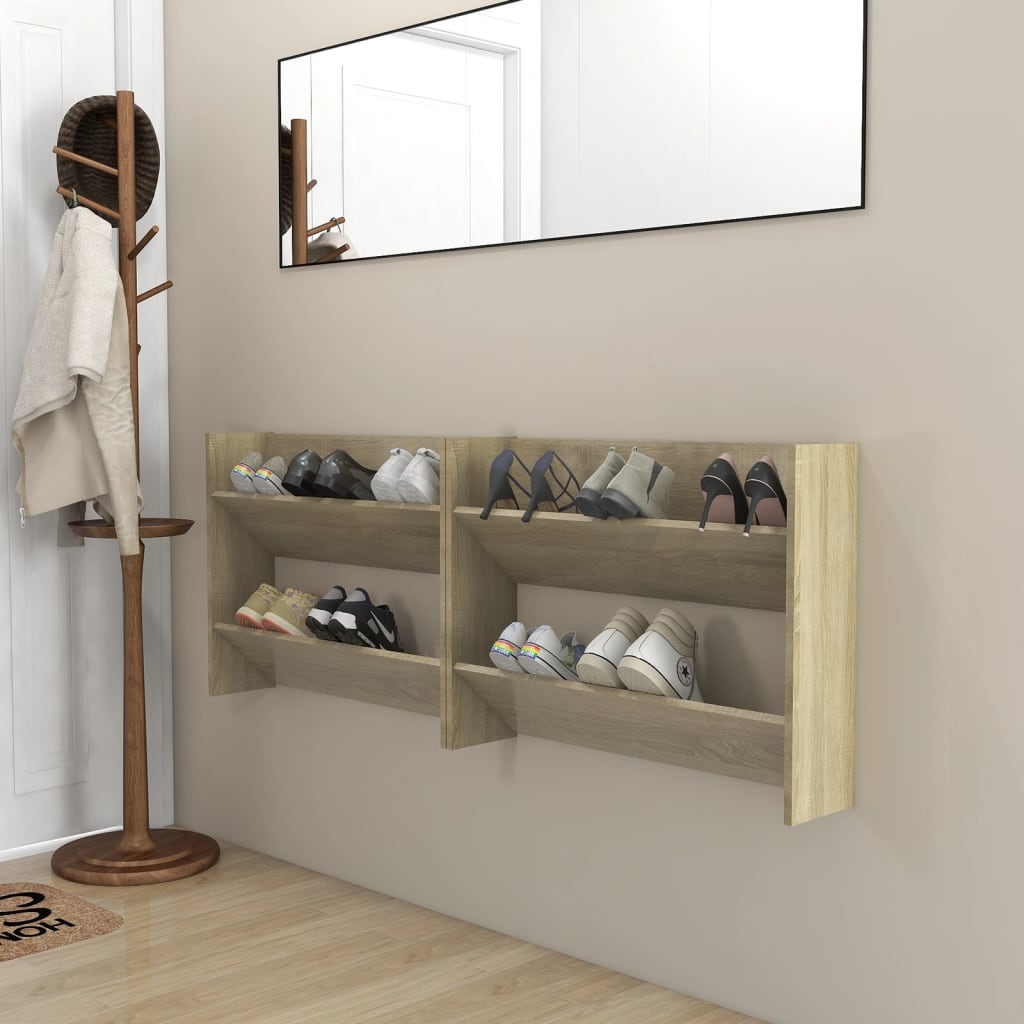 Wall Shoe Cabinet 60X18X Engineered Wood Sonoma Oak