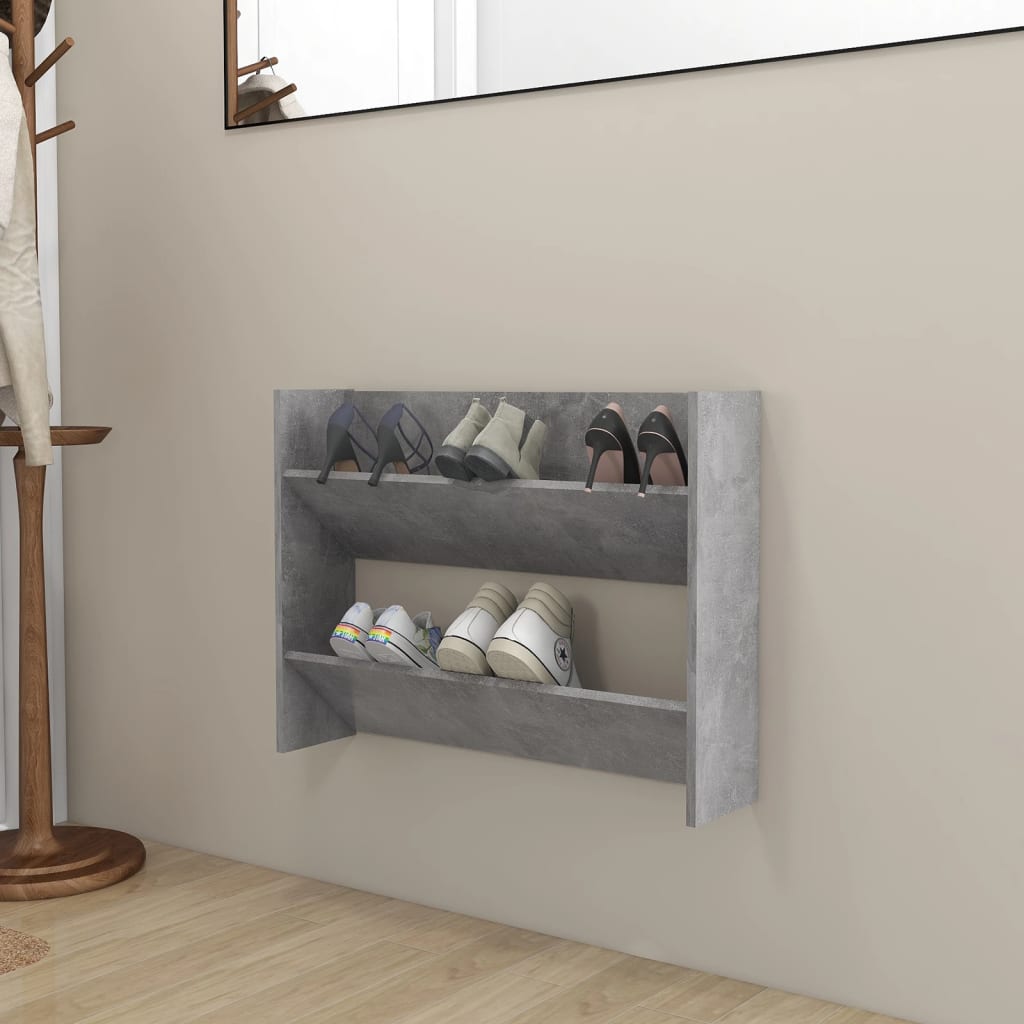 Wall Shoe Cabinets 2 Pcs 60X18X Engineered Wood Concrete Grey