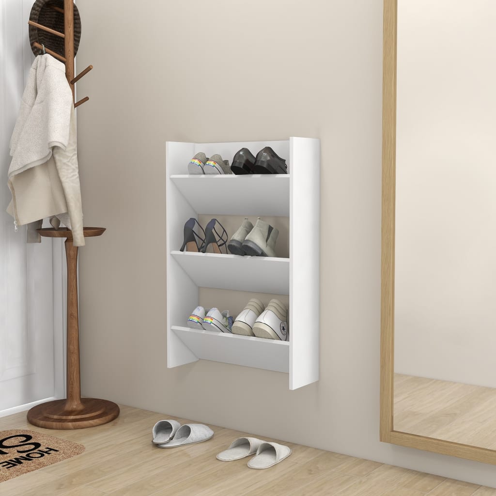 Wall Shoe Cabinets 2 Pcs 60X18X Engineered Wood White