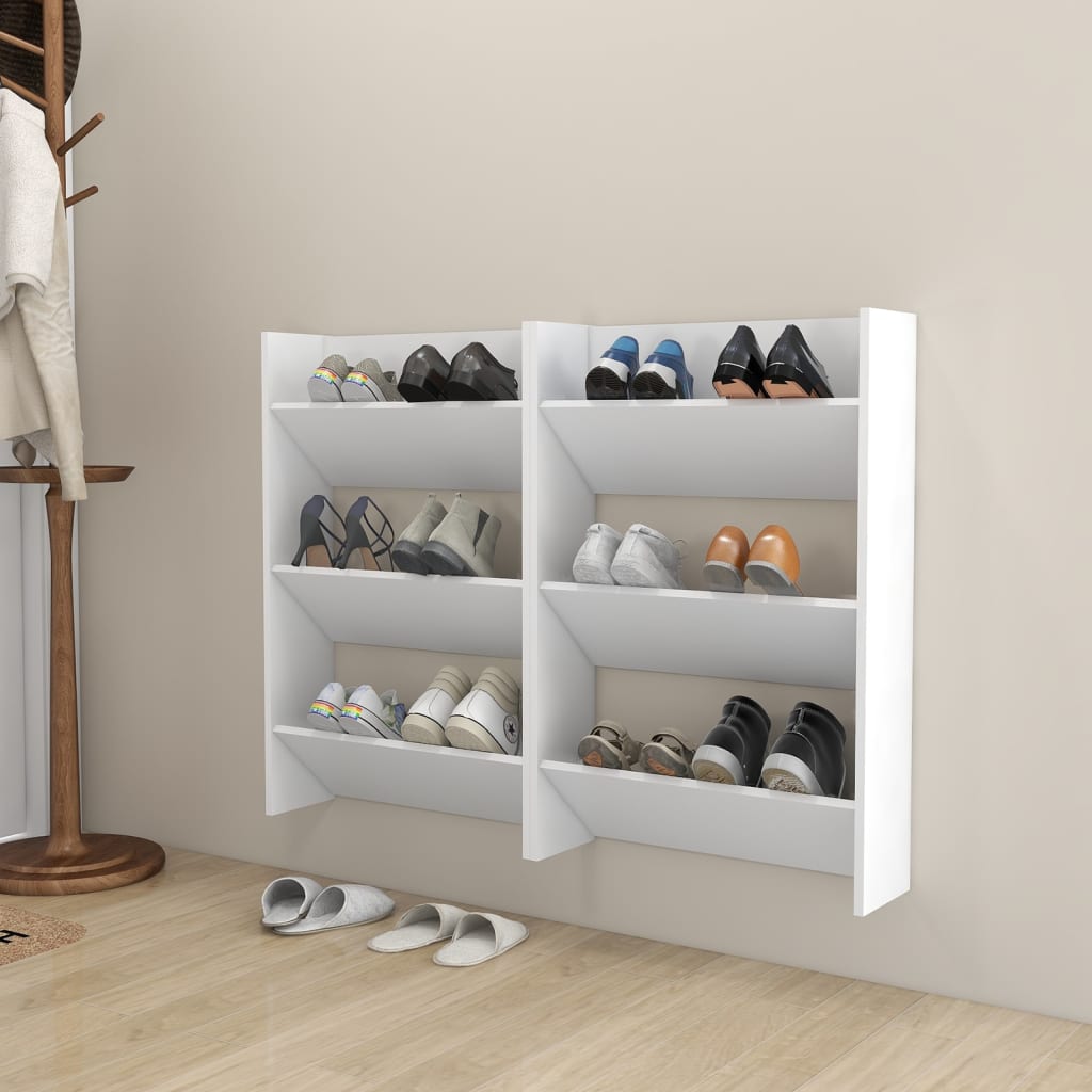 Wall Shoe Cabinets 2 Pcs 60X18X Engineered Wood White