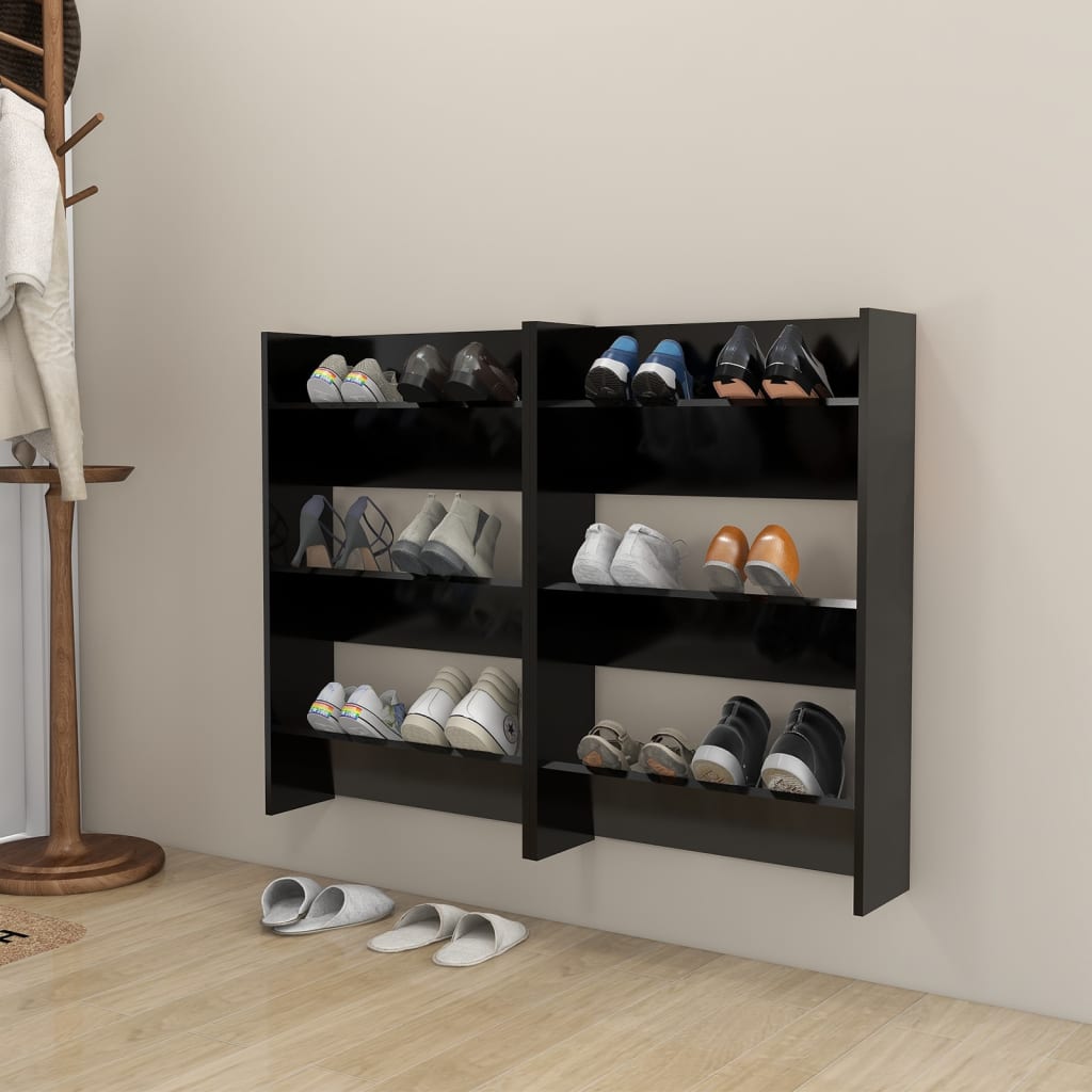 Wall Shoe Cabinet 60X18X Engineered Wood Black