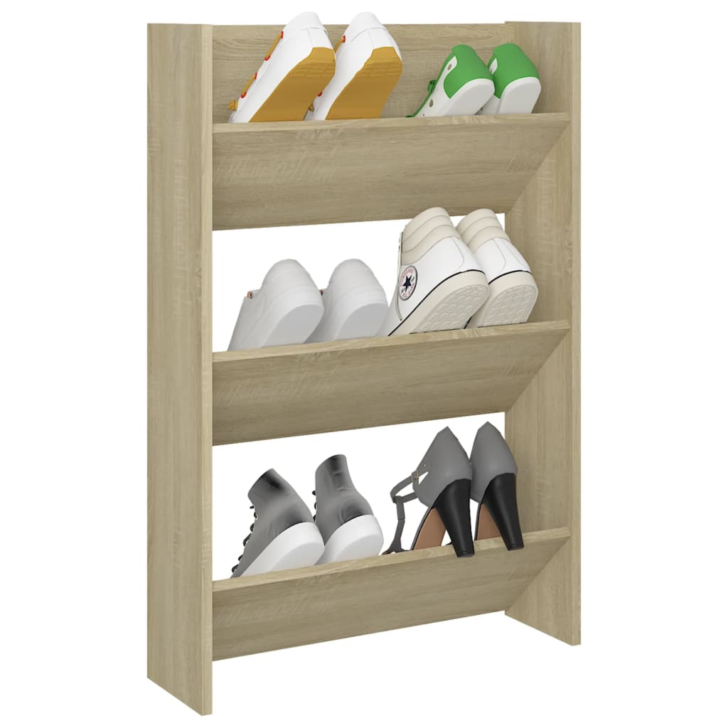 Wall Shoe Cabinet 60X18X Engineered Wood Sonoma Oak
