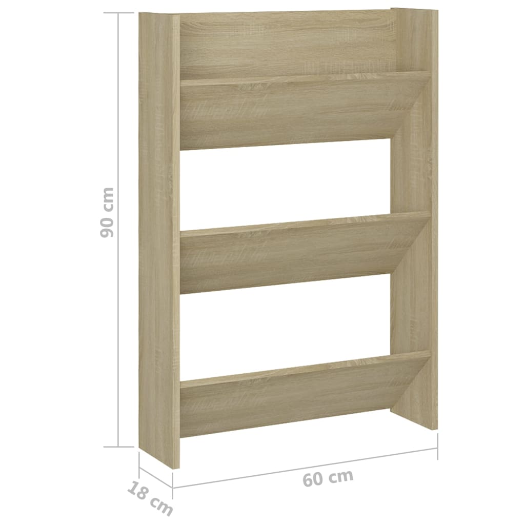 Wall Shoe Cabinet 60X18X Engineered Wood Sonoma Oak
