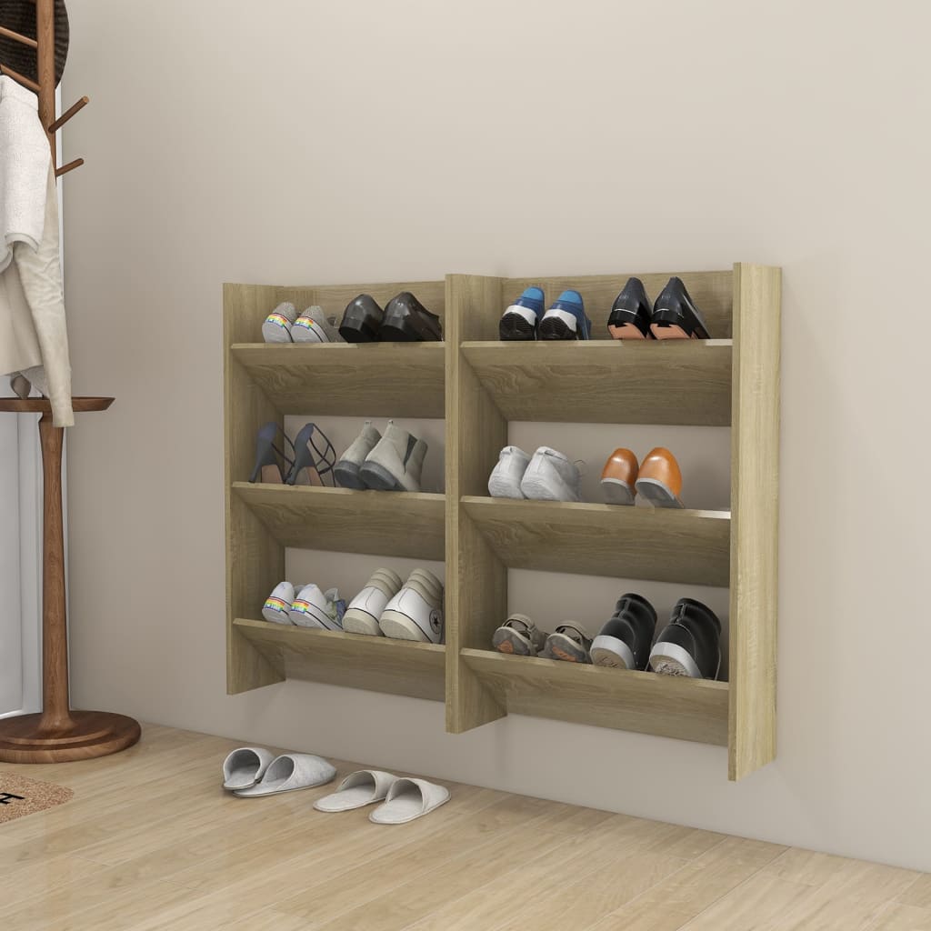Wall Shoe Cabinet 60X18X Engineered Wood Sonoma Oak