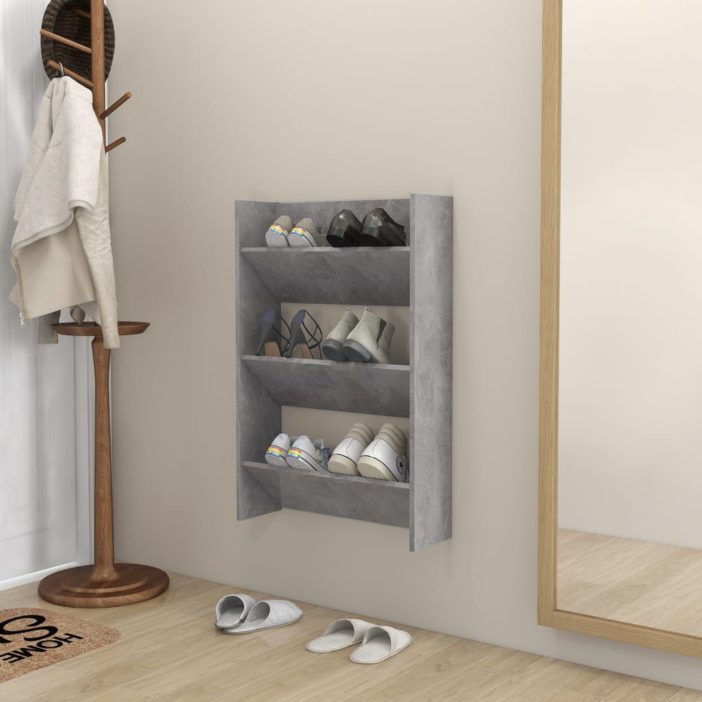 Wall Shoe Cabinets 2 Pcs 60X18X Engineered Wood Concrete Grey
