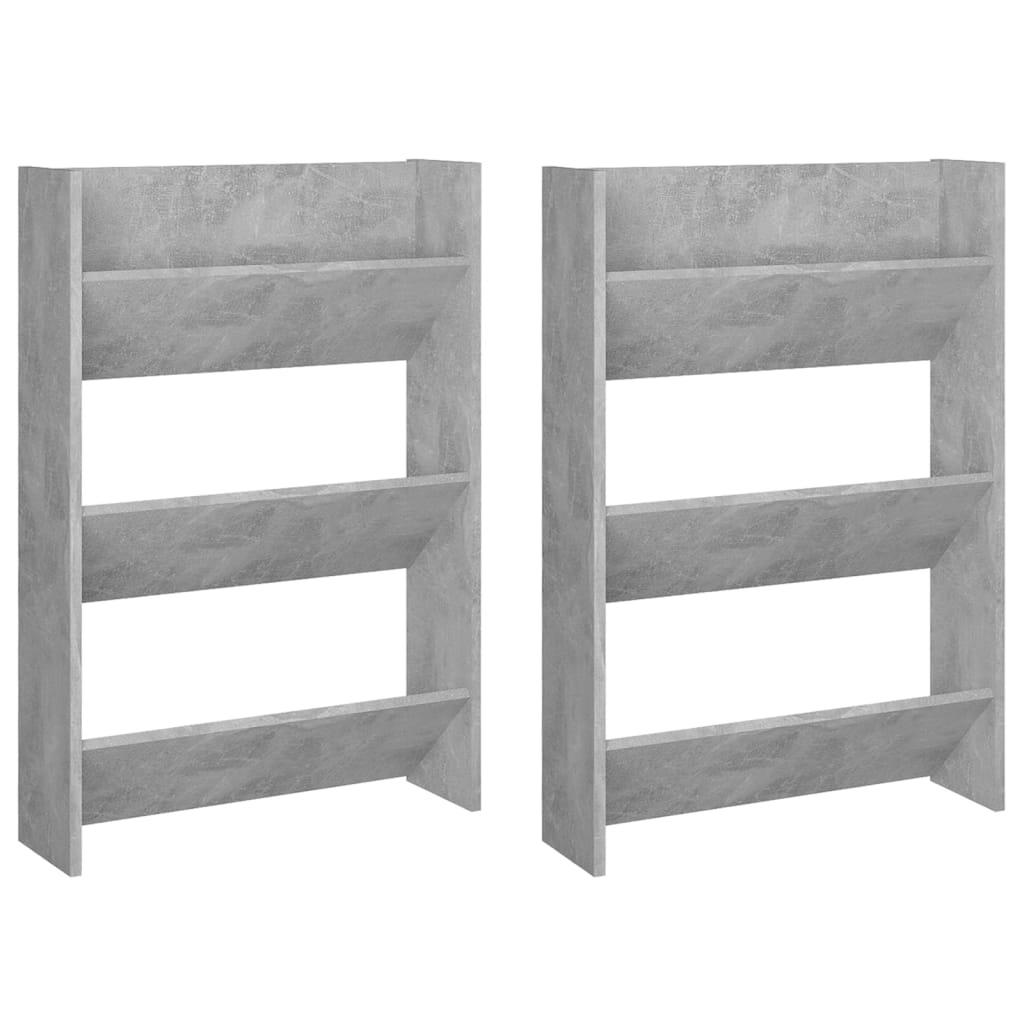 Wall Shoe Cabinets 2 Pcs 60X18X Engineered Wood Concrete Grey