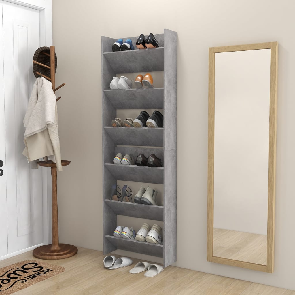 Wall Shoe Cabinets 2 Pcs 60X18X Engineered Wood Concrete Grey