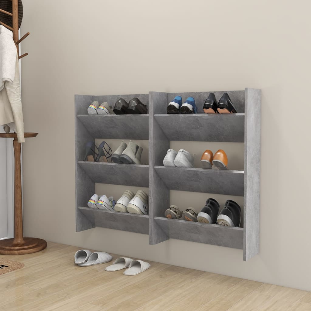 Wall Shoe Cabinets 2 Pcs 60X18X Engineered Wood Concrete Grey
