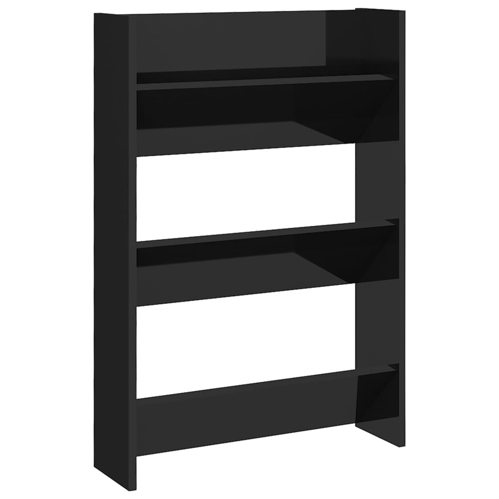 Wall Shoe Cabinet 60X18X Engineered Wood High Gloss Black