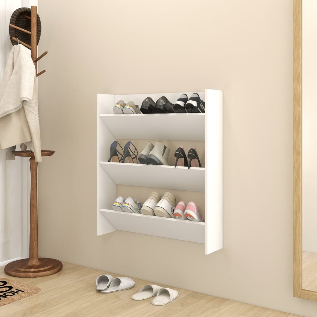 Wall Shoe Cabinets 2 Pcs 60X18X Engineered Wood White