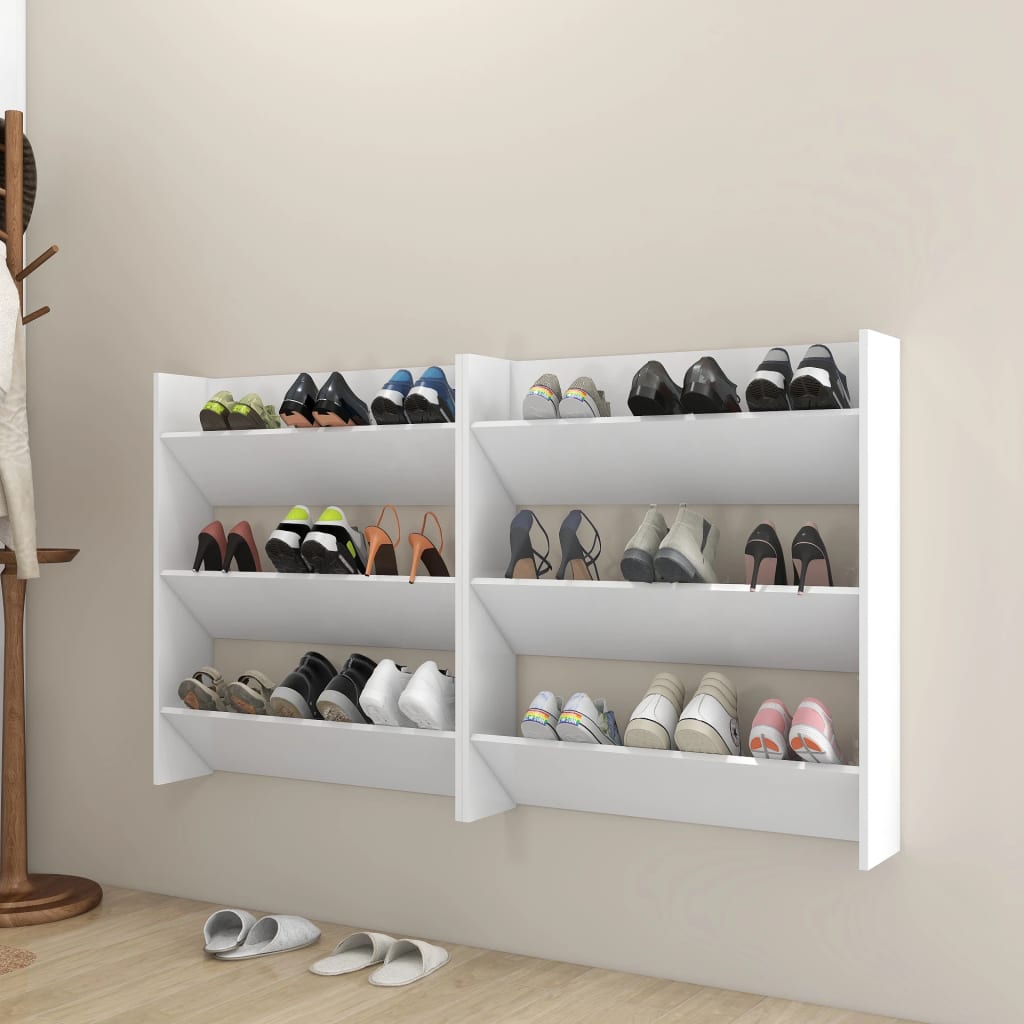 Wall Shoe Cabinets 2 Pcs 60X18X Engineered Wood White
