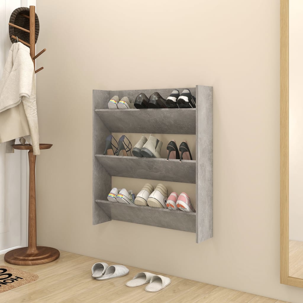 Wall Shoe Cabinets 2 Pcs 60X18X Engineered Wood Concrete Grey