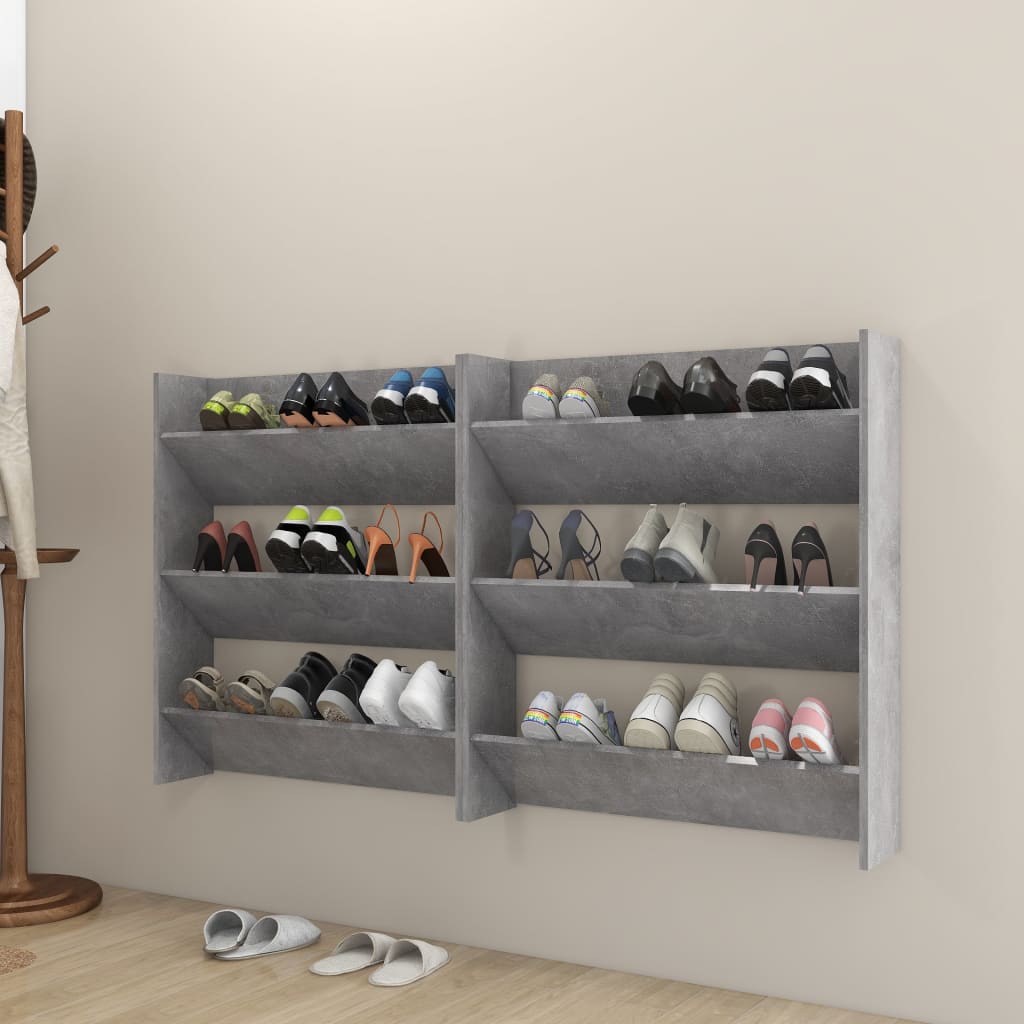 Wall Shoe Cabinets 2 Pcs 60X18X Engineered Wood Concrete Grey