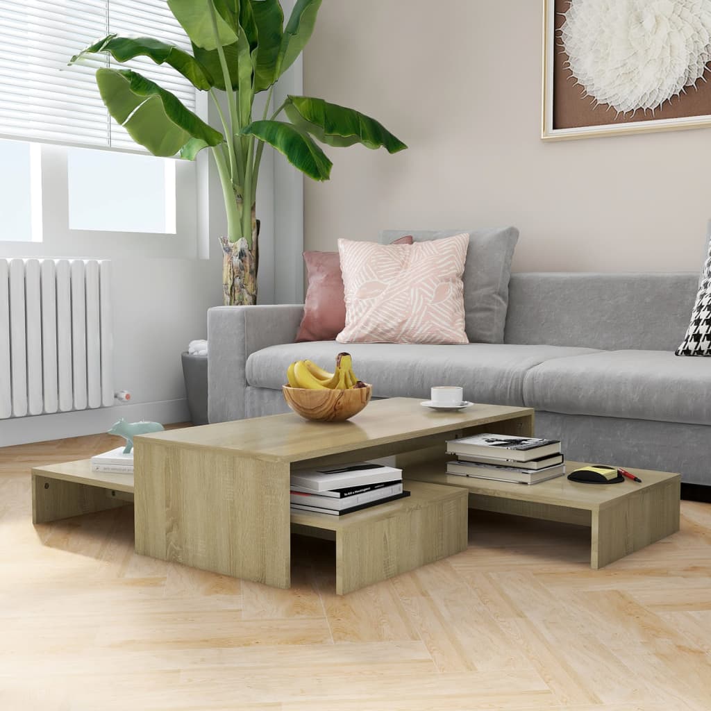 Nesting Coffee Table Set 100X100X26.5 Cm Engineered Wood