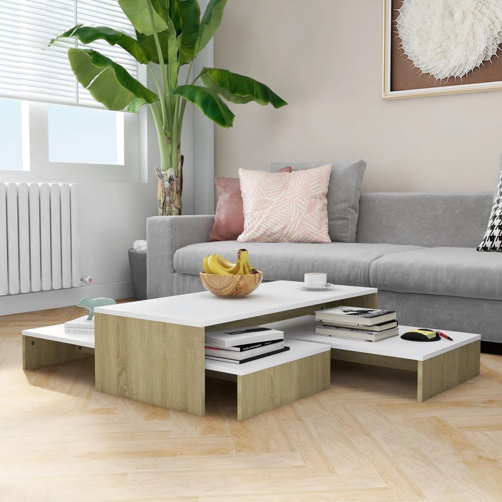 Nesting Coffee Table Set 100X100X26.5 Cm Engineered Wood