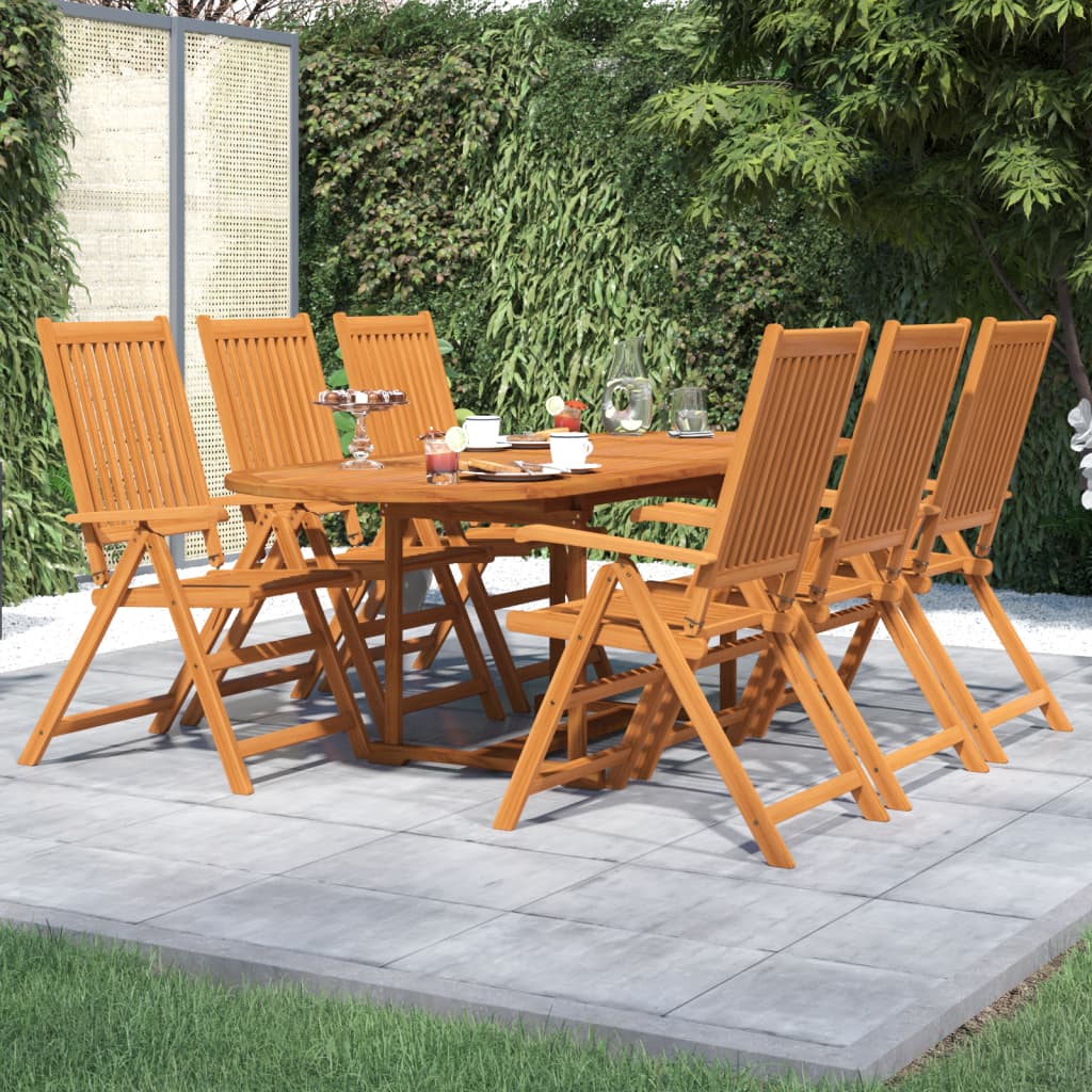 7 Piece Garden Dining Set Solid Wood Acacia
