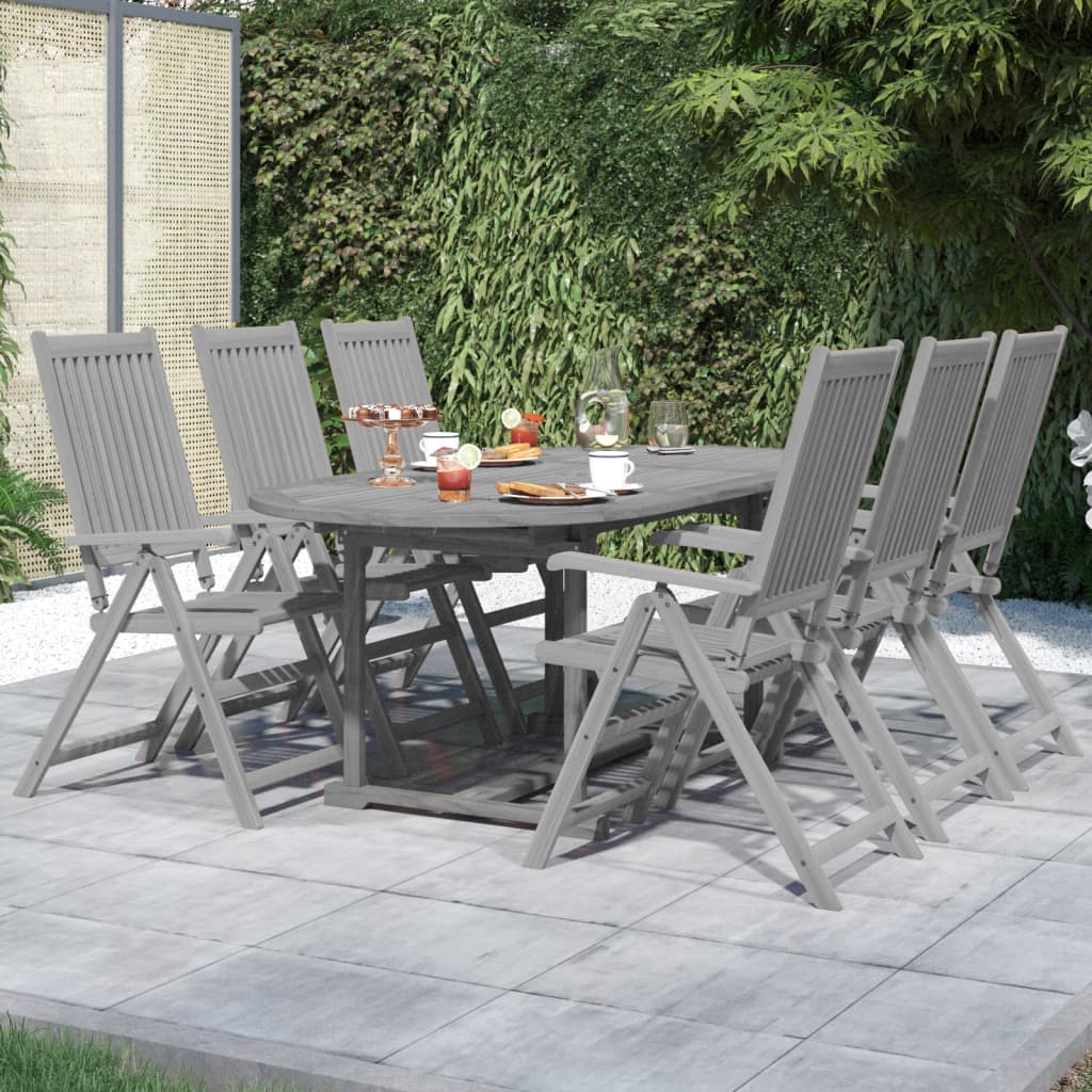 7 Piece Garden Dining Set Solid Wood Acacia