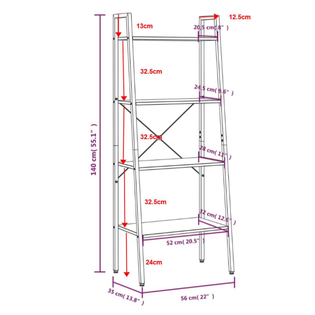 4-Tier Standing Shelf 56X35X