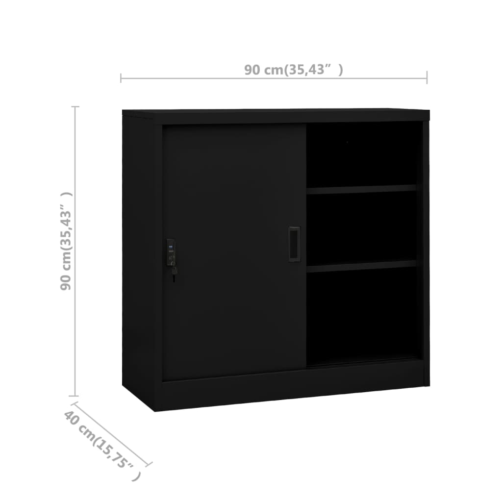Office Cabinet With Sliding Door 90X40X90 Cm Steel