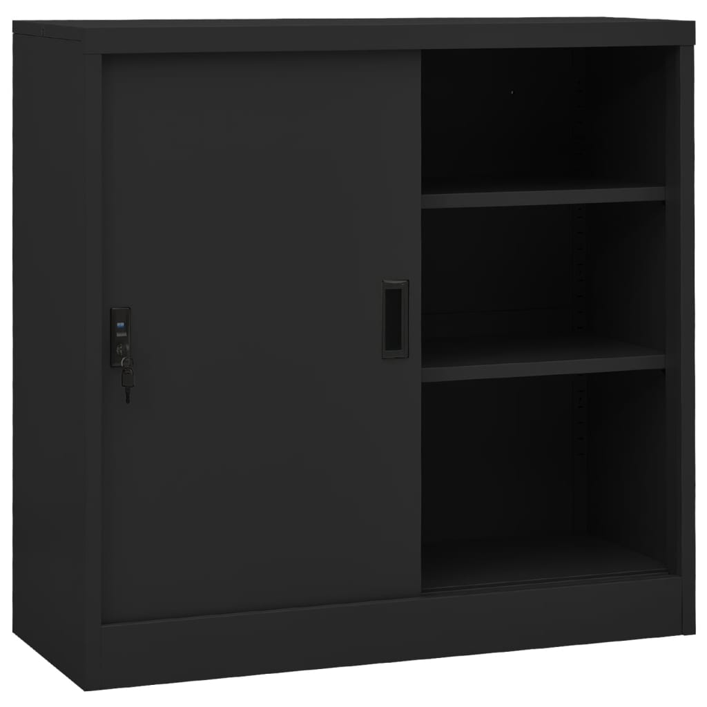 Office Cabinet With Sliding Door 90X40X90 Cm Steel