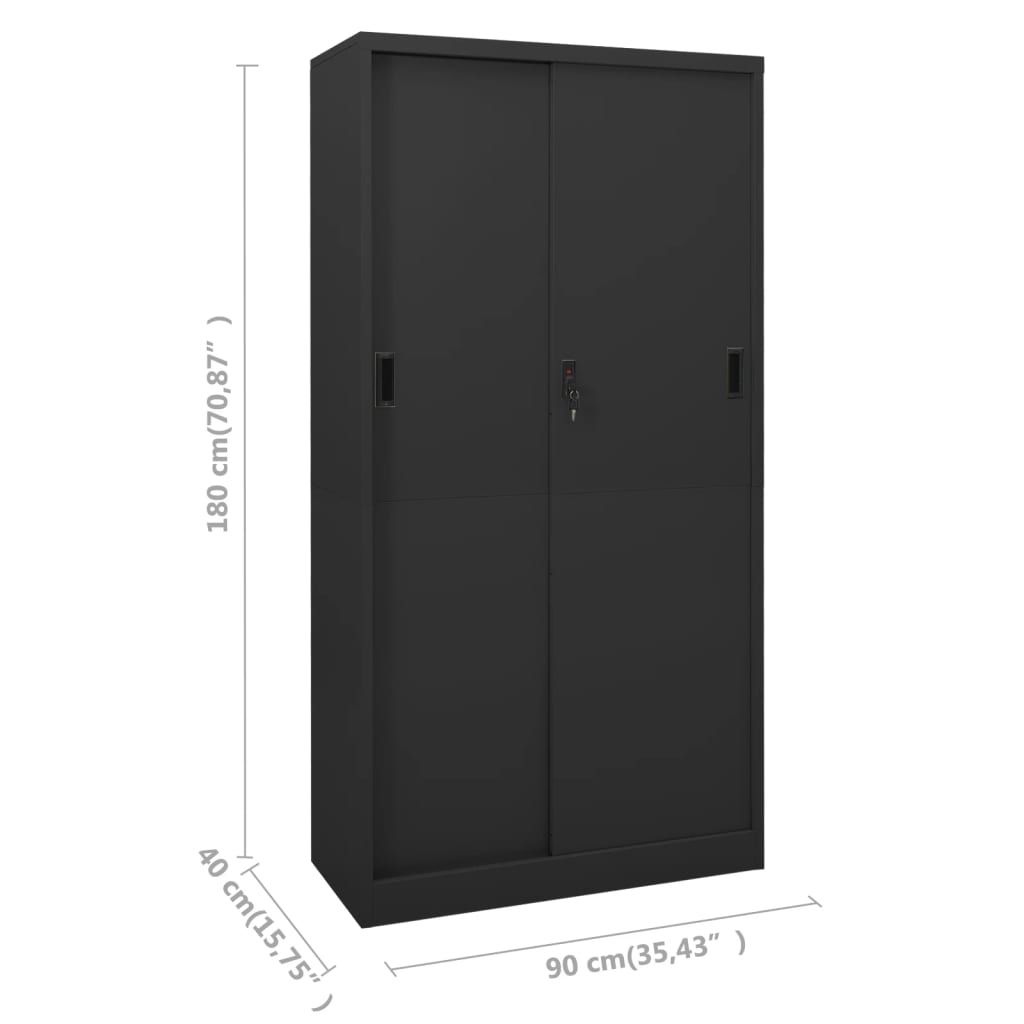 Office Cabinet With Sliding Door 90X40X180 Cm Steel