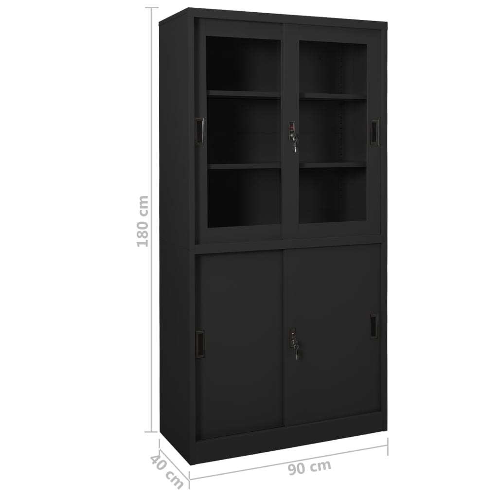 Office Cabinet With Sliding Door 90X40X180 Cm Steel