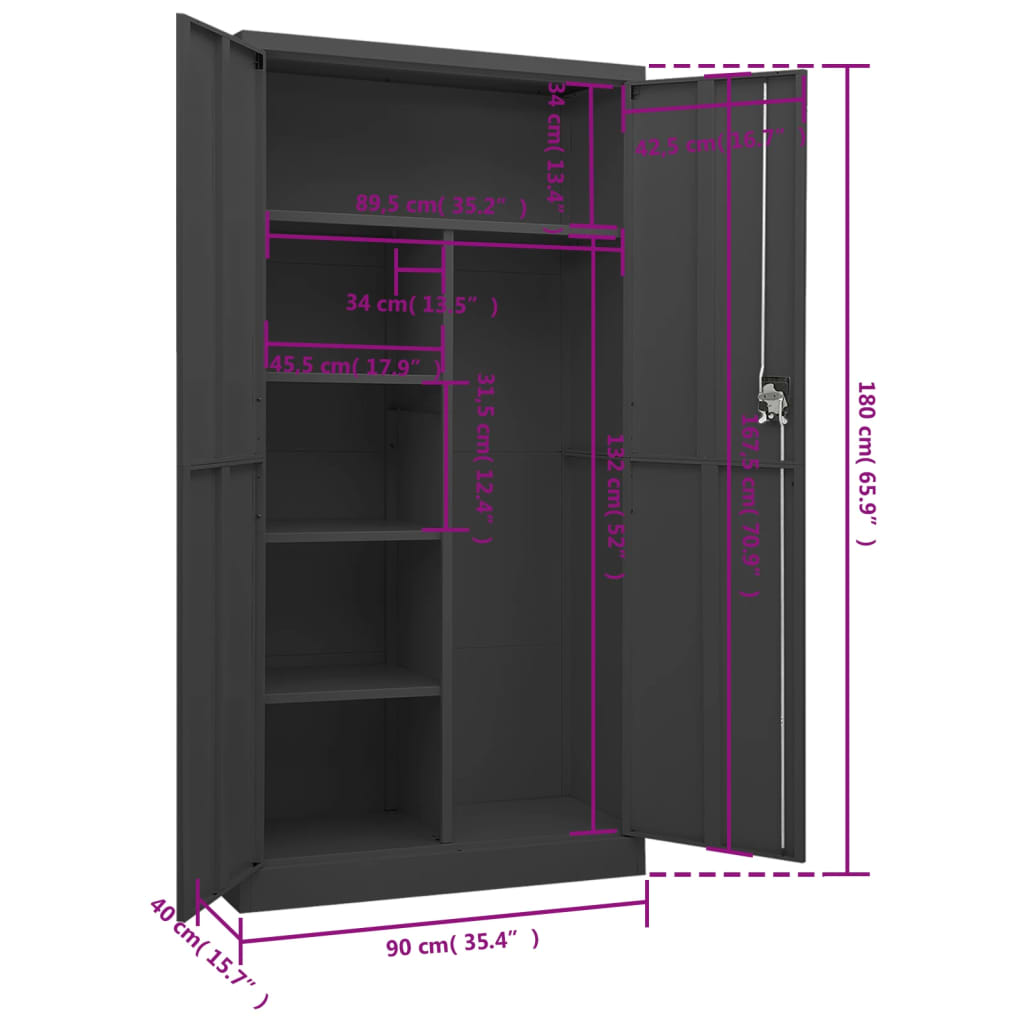 Locker Cabinet 90X40X180 Cm Steel