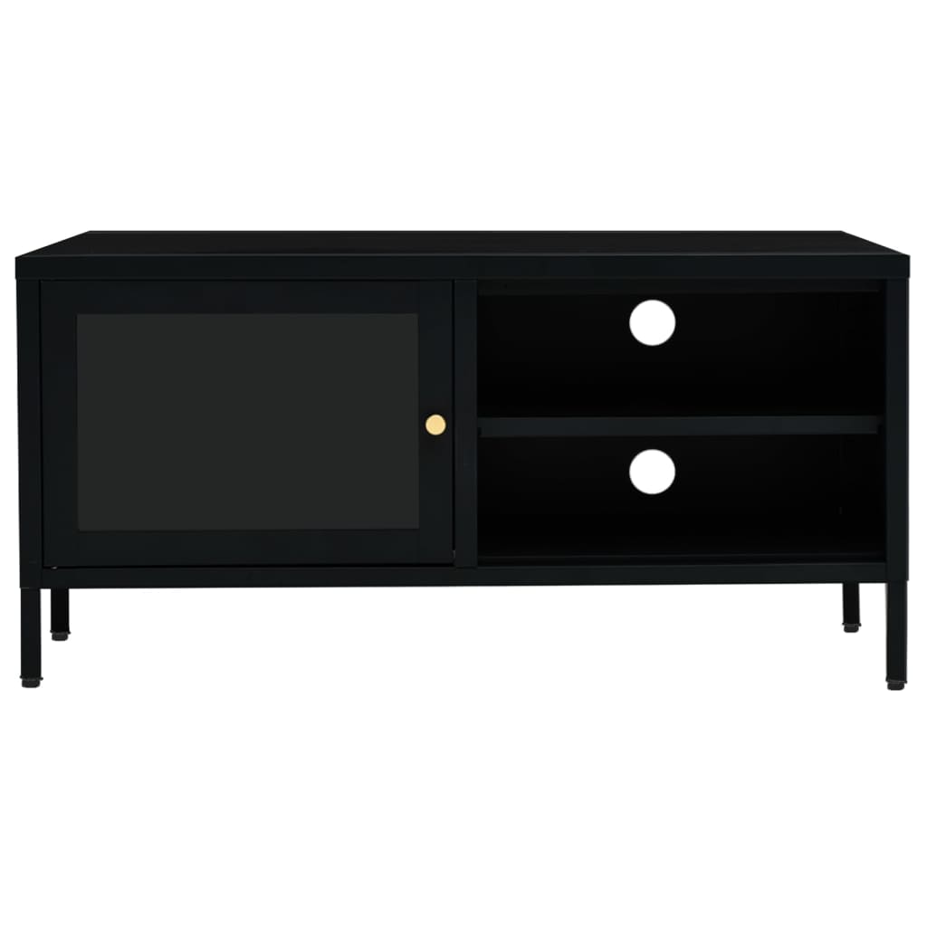 Tv Cabinet 90X30X44 Cm Steel And Glass