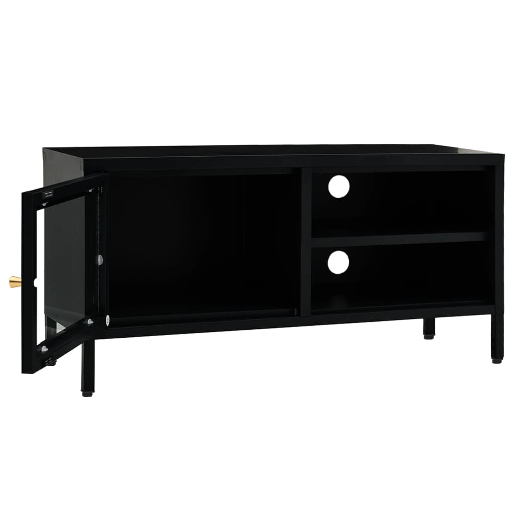 Tv Cabinet 90X30X44 Cm Steel And Glass