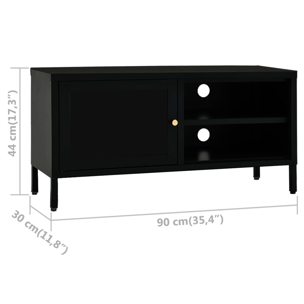 Tv Cabinet 90X30X44 Cm Steel And Glass