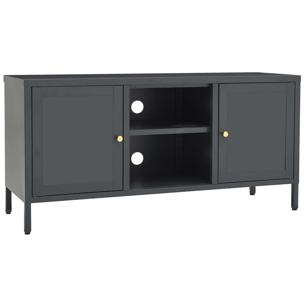 Tv Cabinet 105X35X52 Cm Steel And Glass