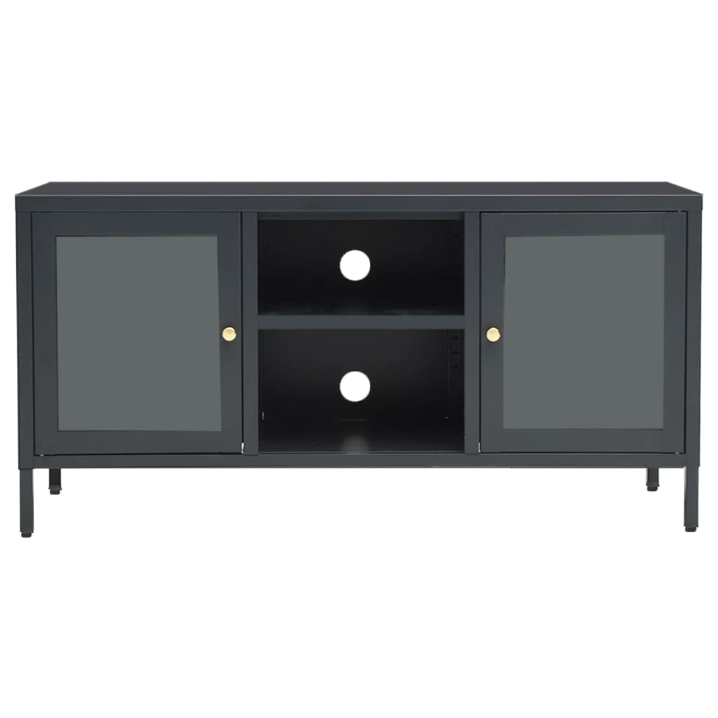 Tv Cabinet 105X35X52 Cm Steel And Glass