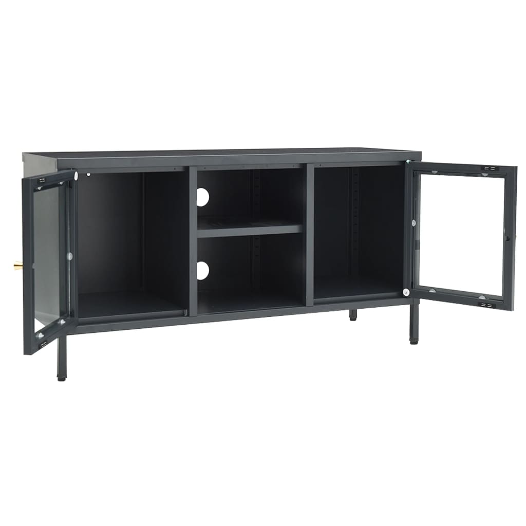 Tv Cabinet 105X35X52 Cm Steel And Glass