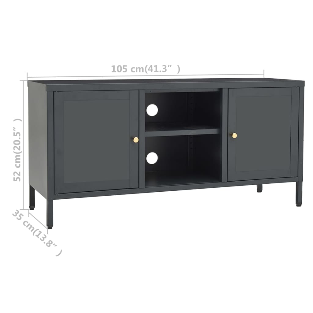 Tv Cabinet 105X35X52 Cm Steel And Glass