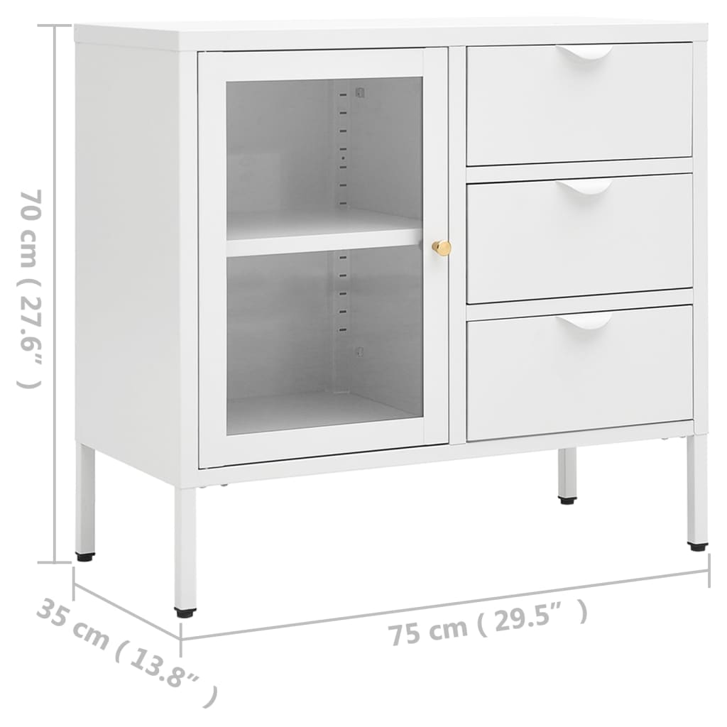 Sideboard 75X35X70 Cm Steel And Tempered Glass