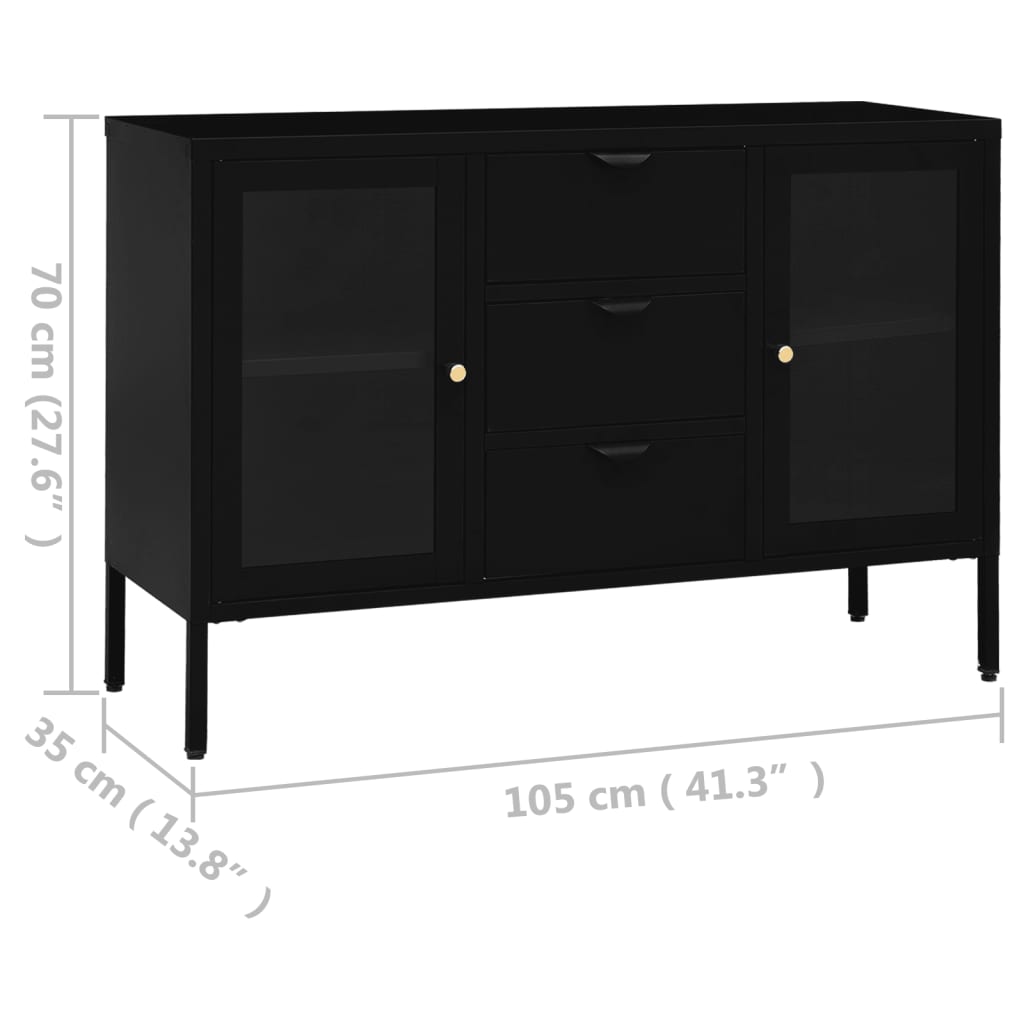 Sideboard 105X35X70 Cm Steel And Tempered Glass