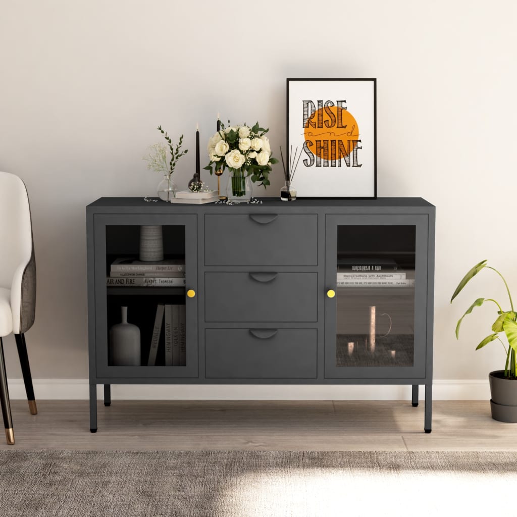 Sideboard 105X35X70 Cm Steel And Tempered Glass