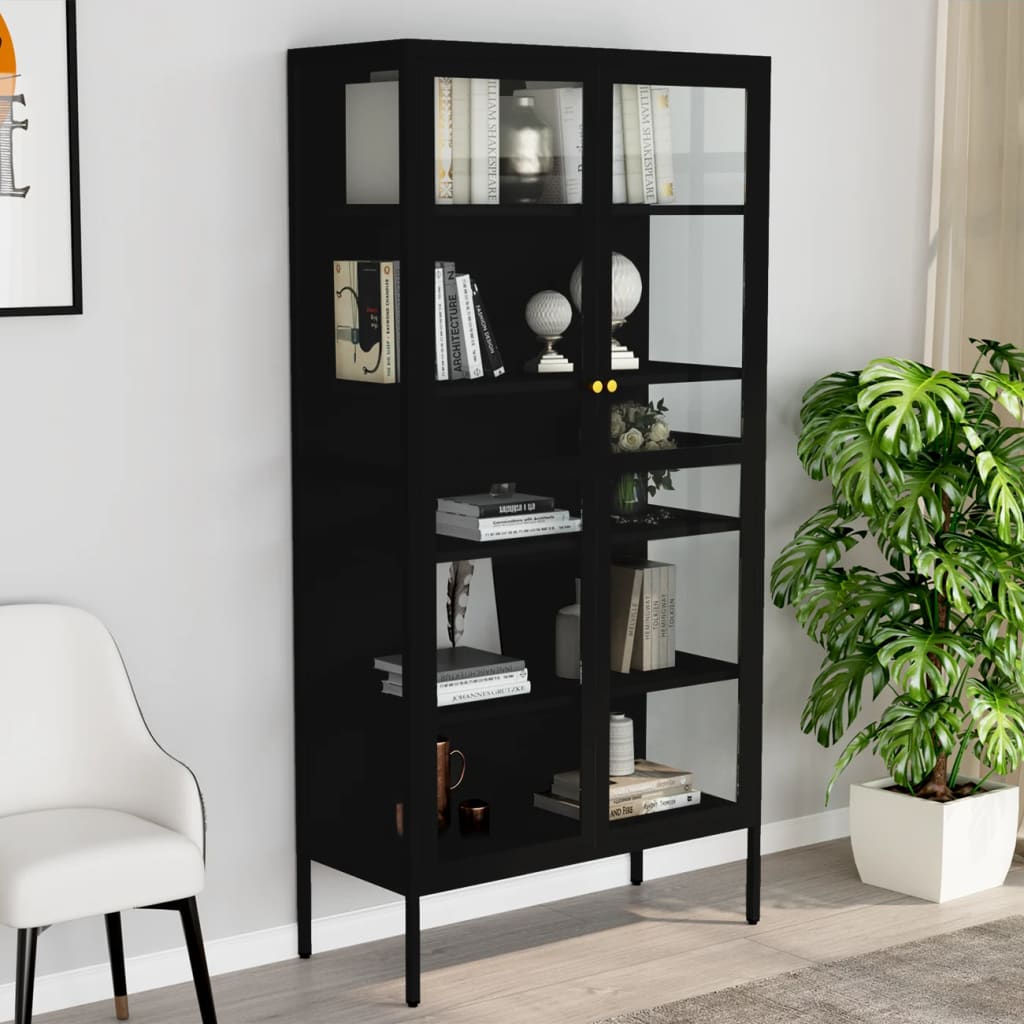 Display Cabinet 90X40X180 Cm Steel And Tempered Glass
