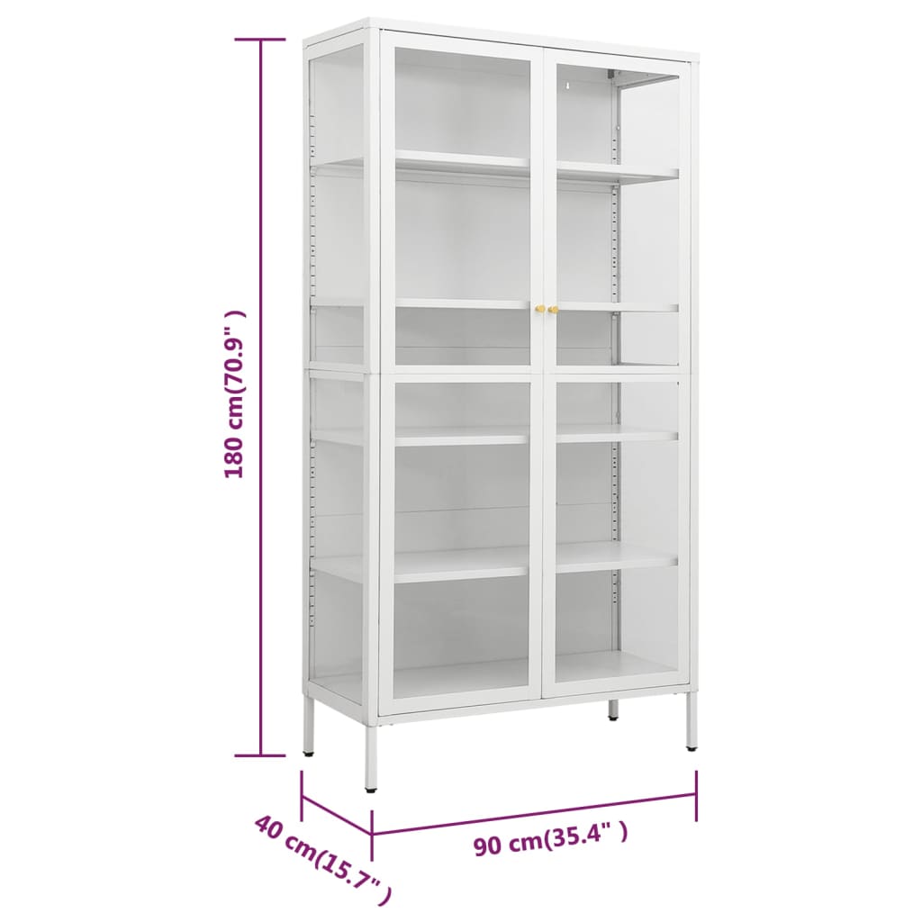Display Cabinet 90X40X180 Cm Steel And Tempered Glass