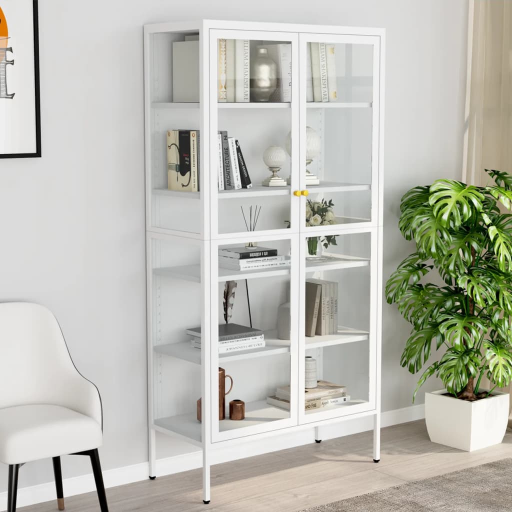 Display Cabinet 90X40X180 Cm Steel And Tempered Glass
