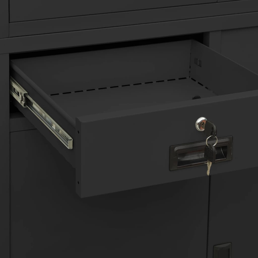 Office Cabinet 90X40X180 Cm Steel And Tempered Glass