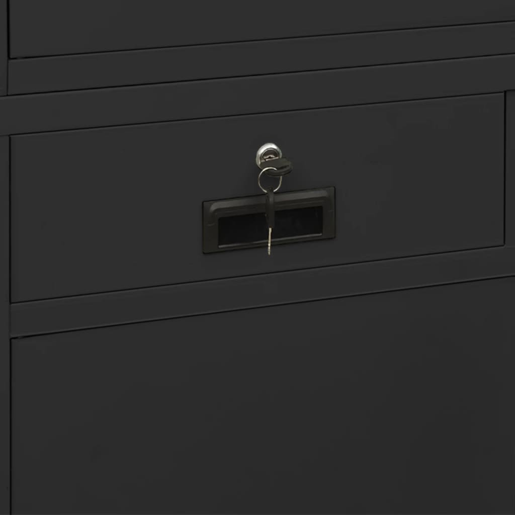 Office Cabinet 90X40X180 Cm Steel And Tempered Glass