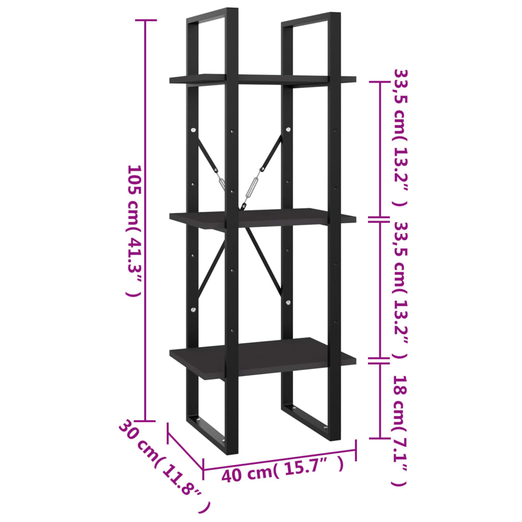 3-Tier Book Cabinet 40X30X