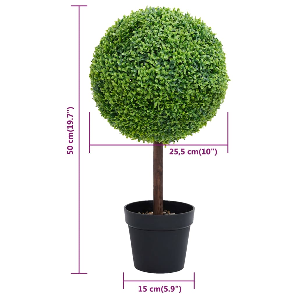 Artificial Boxwood Plant With Pot Ball Shaped Green 50 Cm