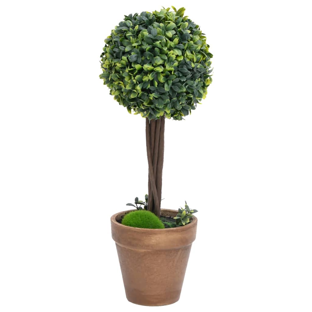 Artificial Boxwood Plants 2 Pcs With Pots Ball Shaped Green 56 Cm