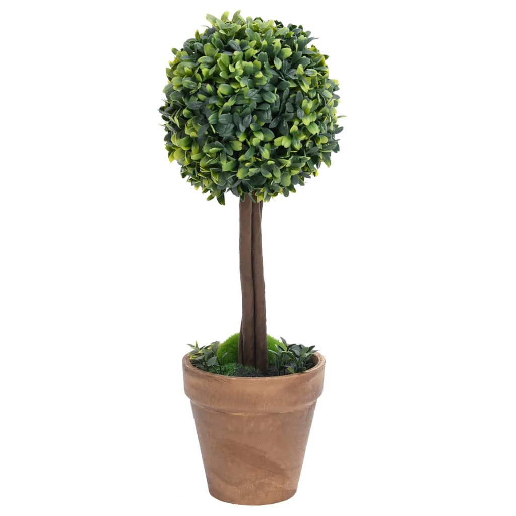 Artificial Boxwood Plants 2 Pcs With Pots Ball Shaped Green 56 Cm